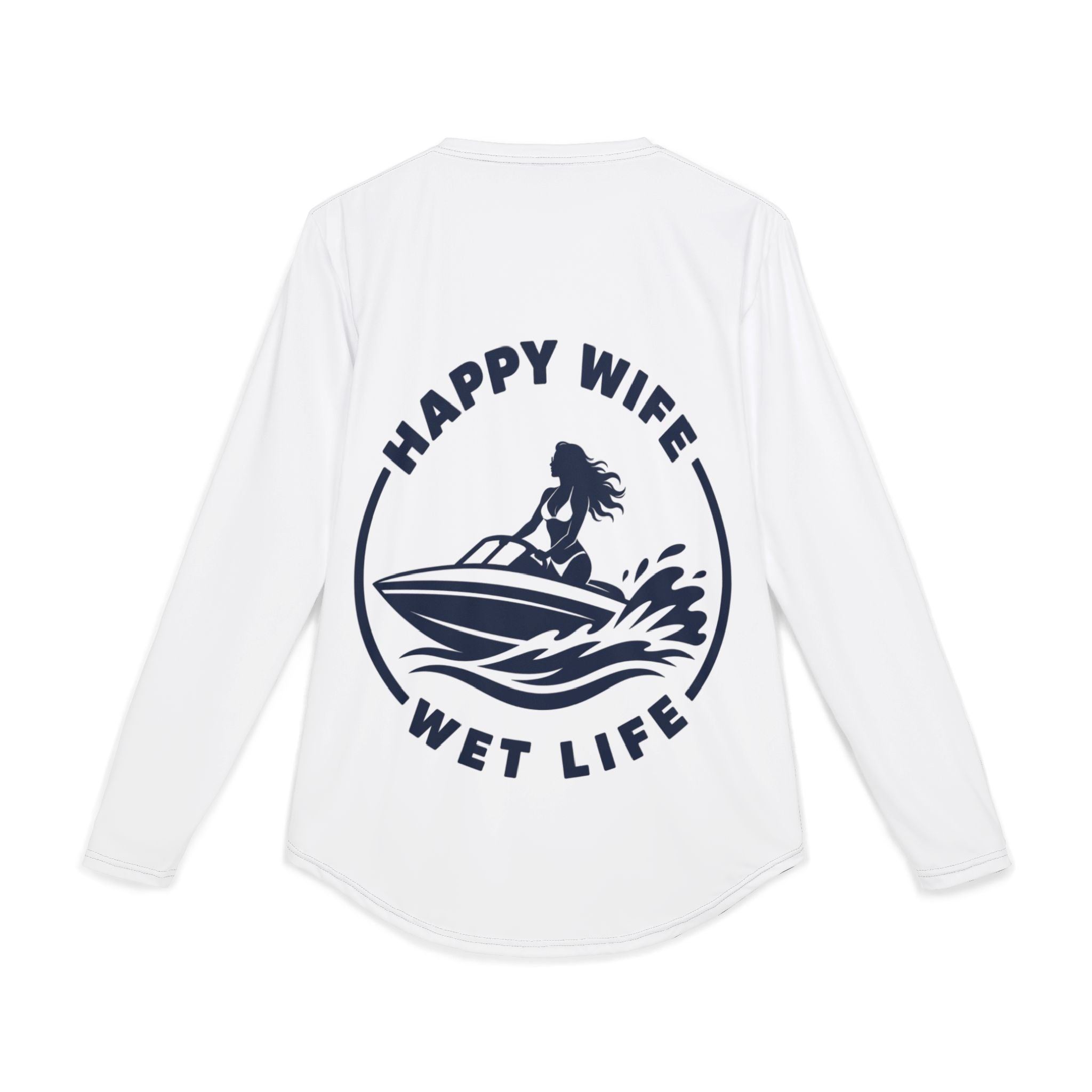 Men's UV Protection Long Sleeve Boating Shirt — "Happy Wife Wet Life" Coastal Sun Boating Shirt