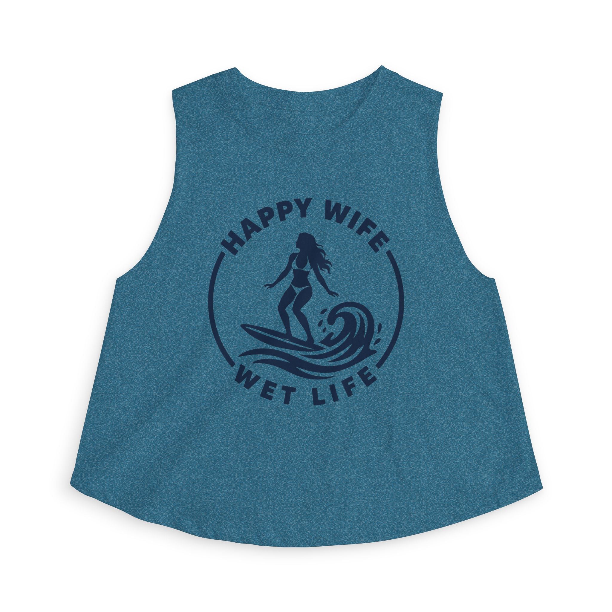 Happy Wife Wet Life Woman Surfing Crop Top — Surfing Summer Tank for Surfing Wives