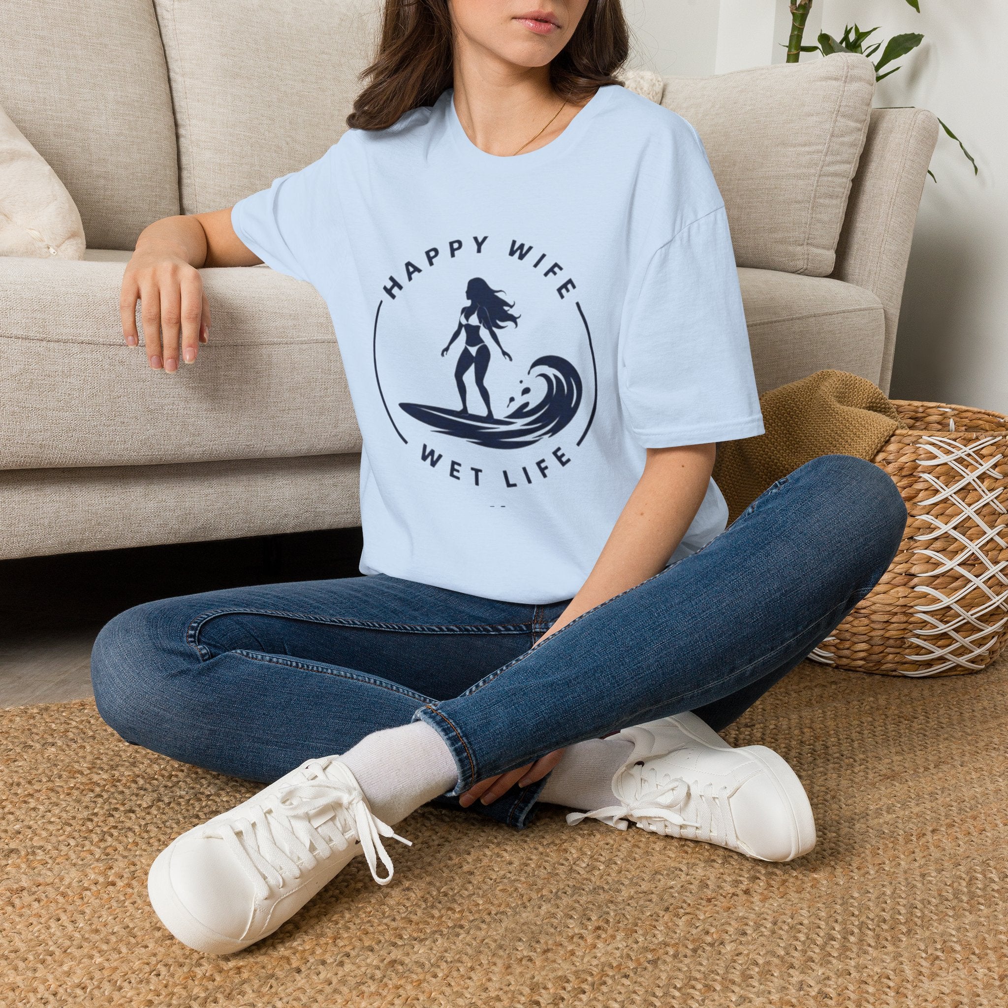 Unisex Happy Wife Wet Life Surf T-Shirt