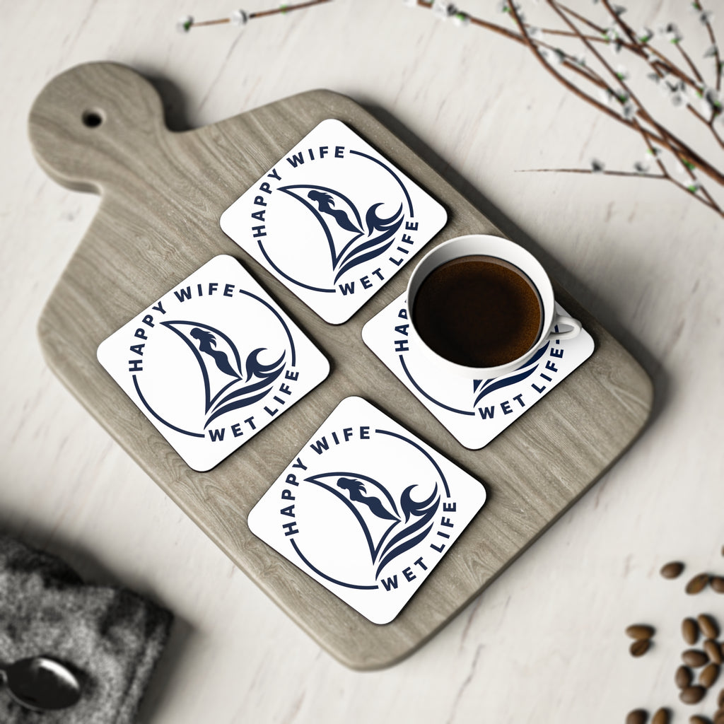 Happy Wife Wet Life Coasters — Nautical Sailboat Cork Drink Coasters