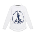 Men's UV Protection Long Sleeve Woman Sailing Shirt — "Happy Wife Wet Life" Coastal Sun Sailing Shirt