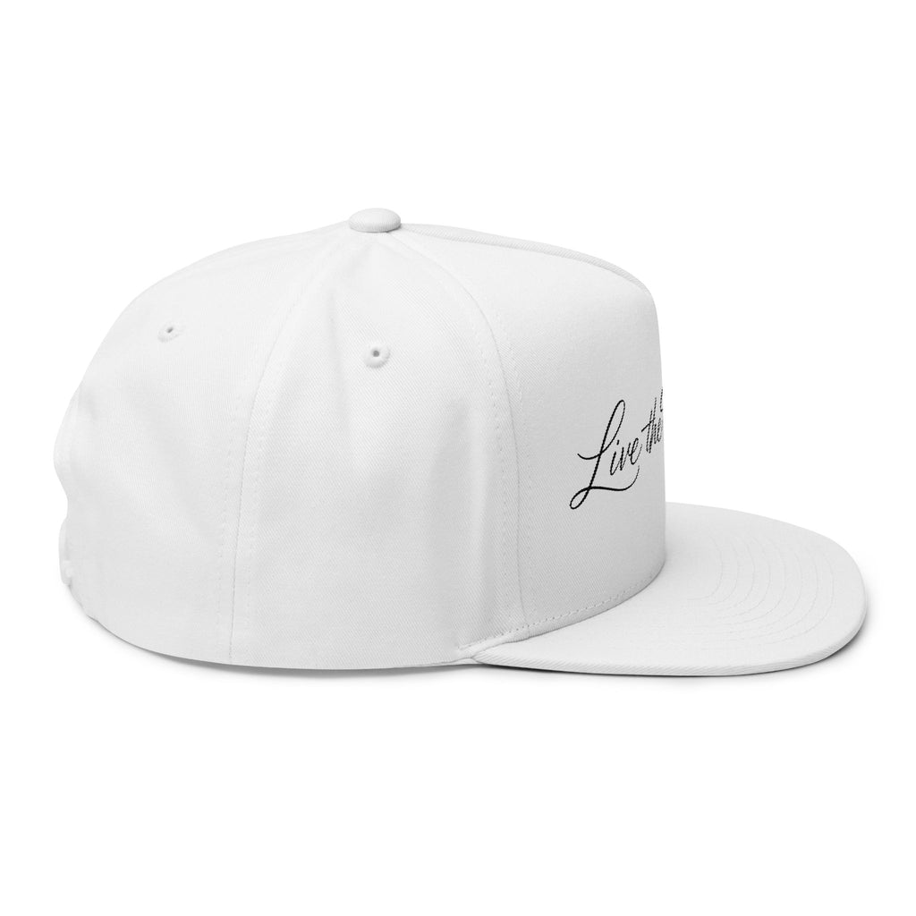 Flat Bill Cap — "Live the Wet Life" Embroidered Snapback (Fishing & Beach Lifestyle)