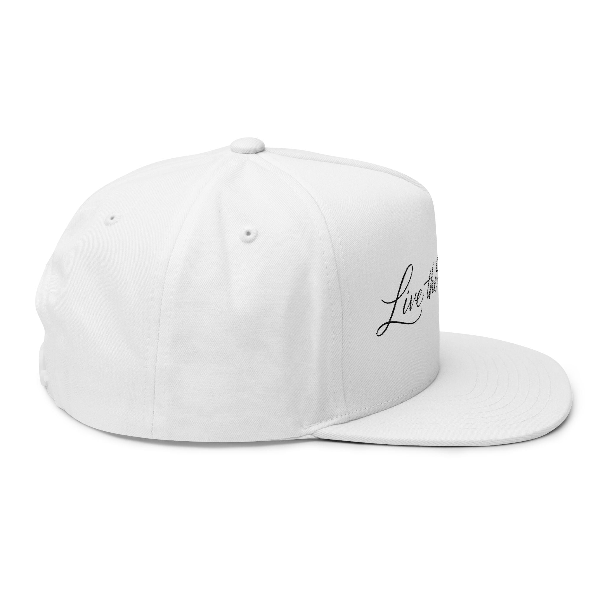 Flat Bill Cap — "Live the Wet Life" Embroidered Snapback (Fishing & Beach Lifestyle)