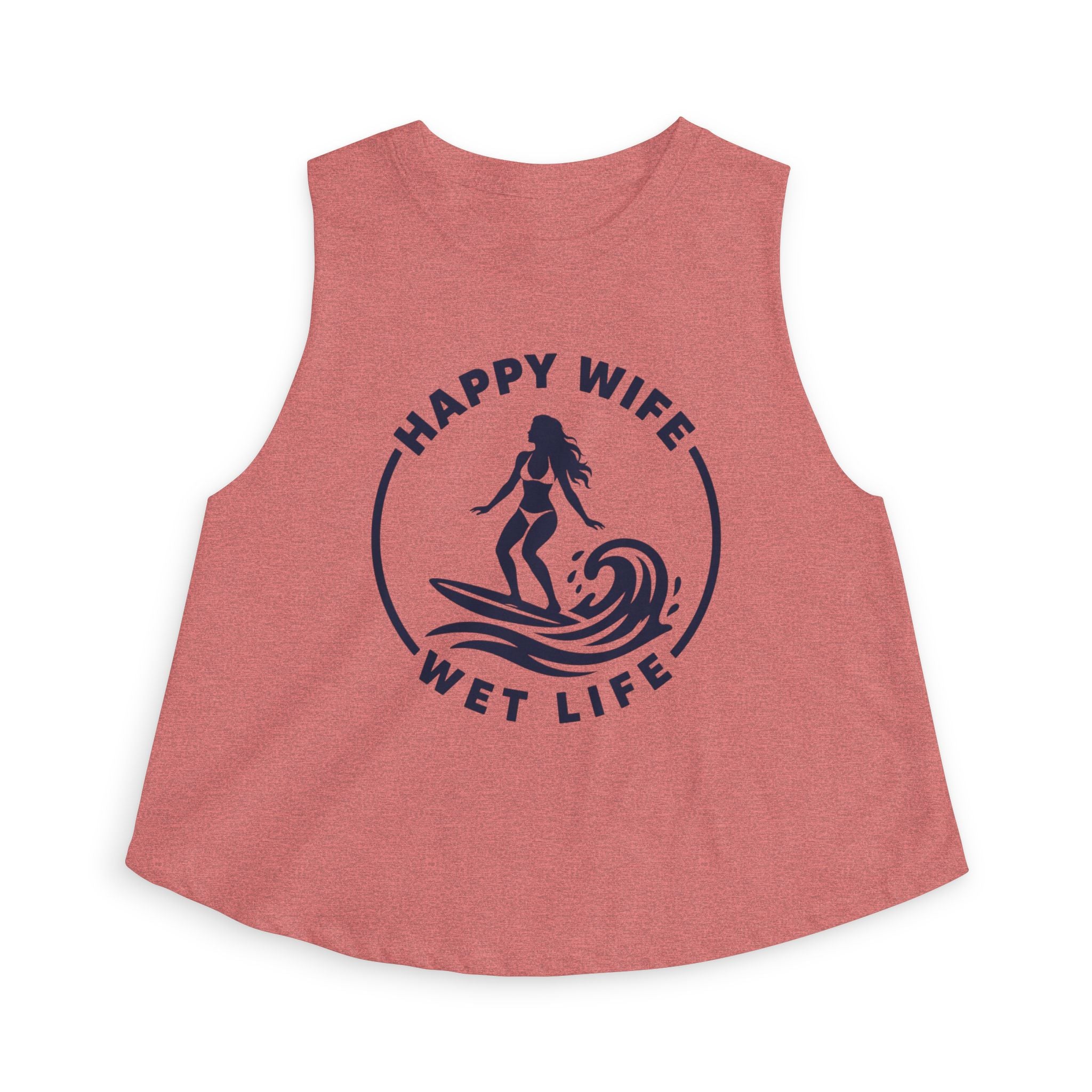 Happy Wife Wet Life Woman Surfing Crop Top — Surfing Summer Tank for Surfing Wives